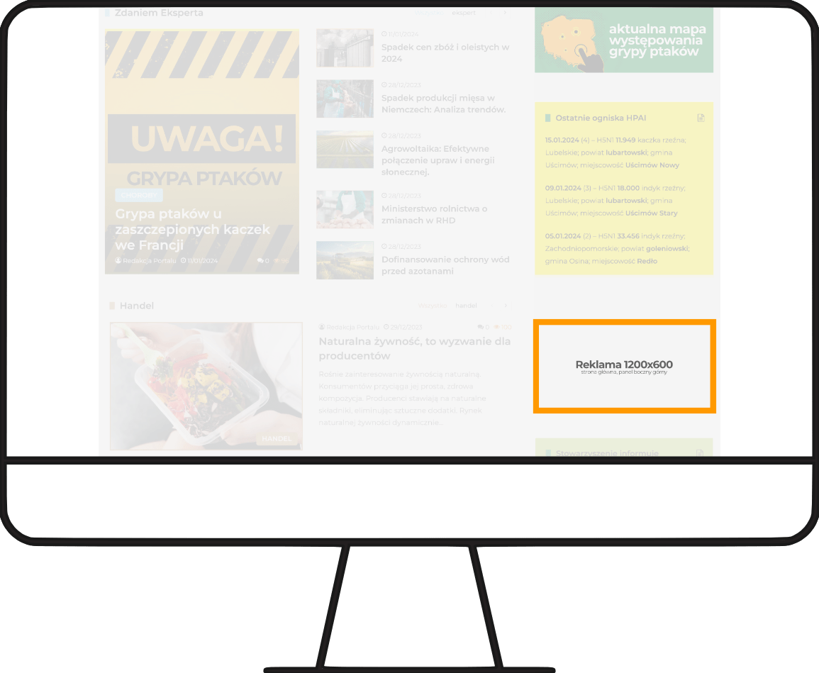 strona główna: reklama w górnym pasku bocznym